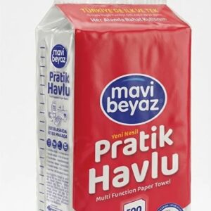 Mavi Beyaz Pratik Havlu 500 Yaprak - Yeni Nesil Çok Amaçlı Kağıt Havlu (Asma Aparatı Hediyeli)